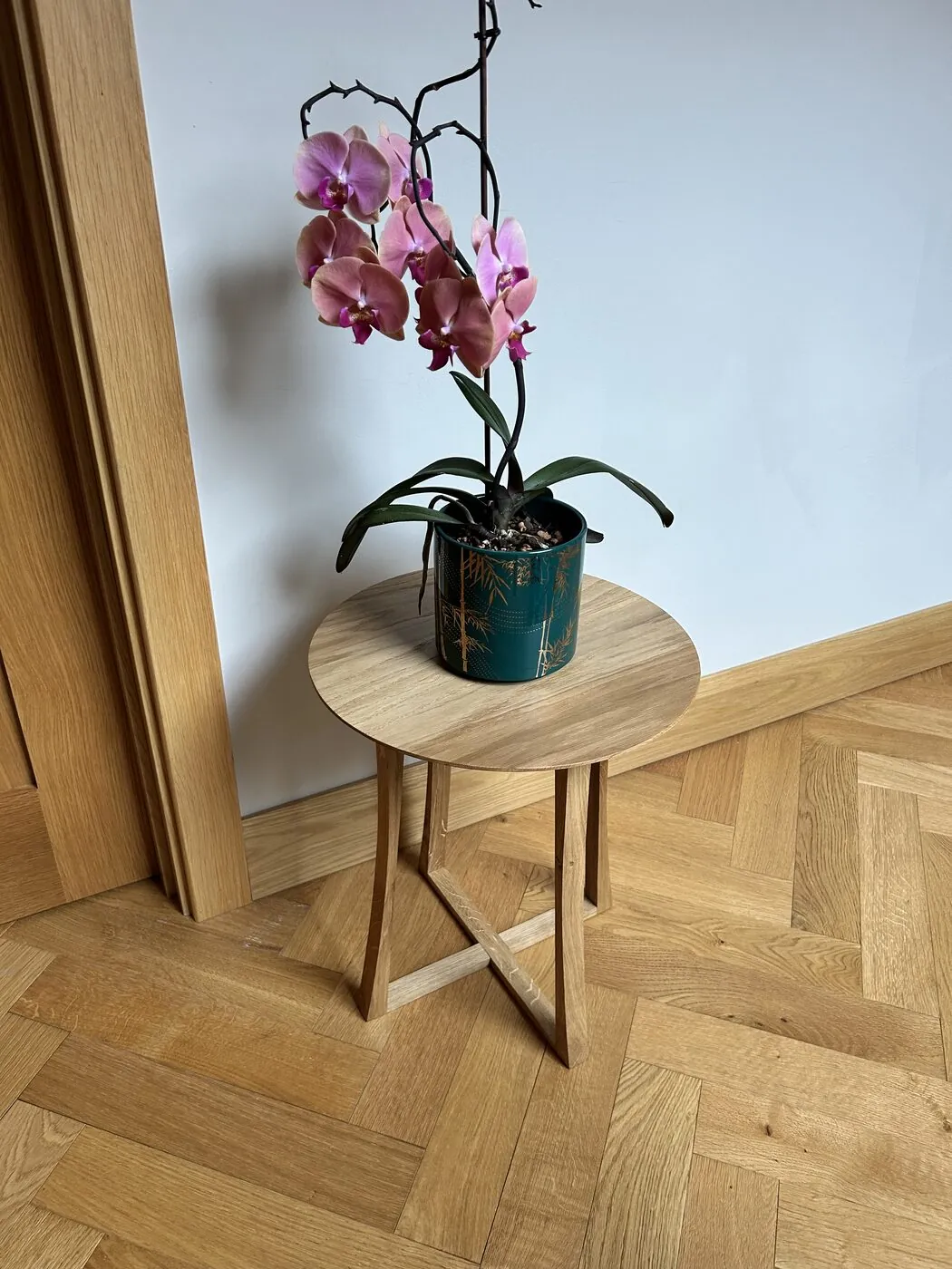 Custom white oak side table