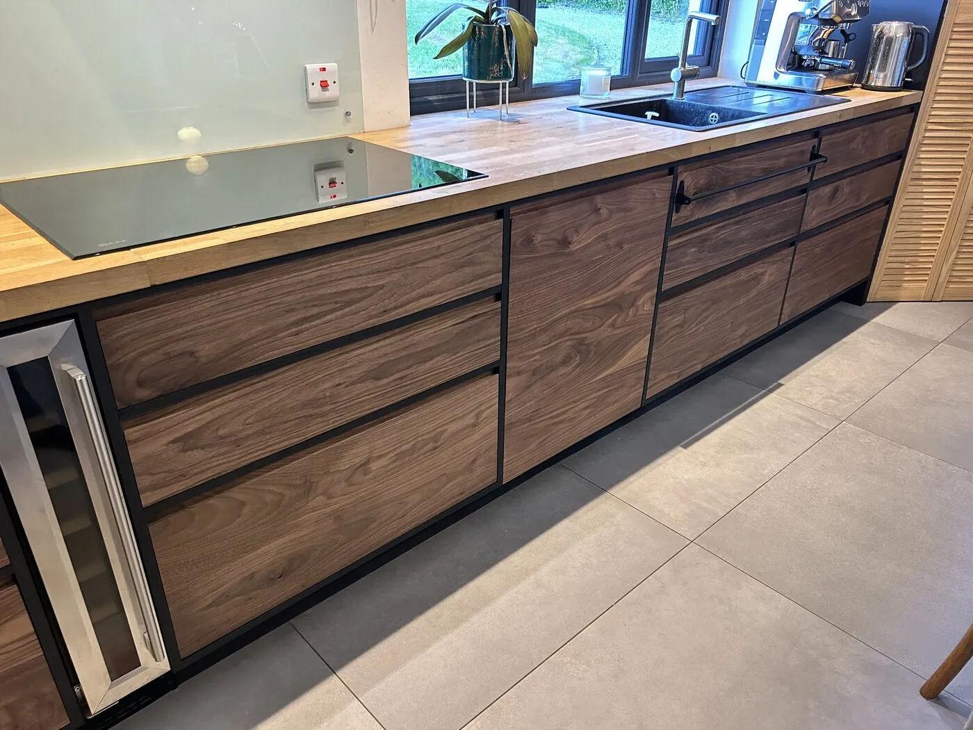 Handmade walnut kitchen cabinet doors
