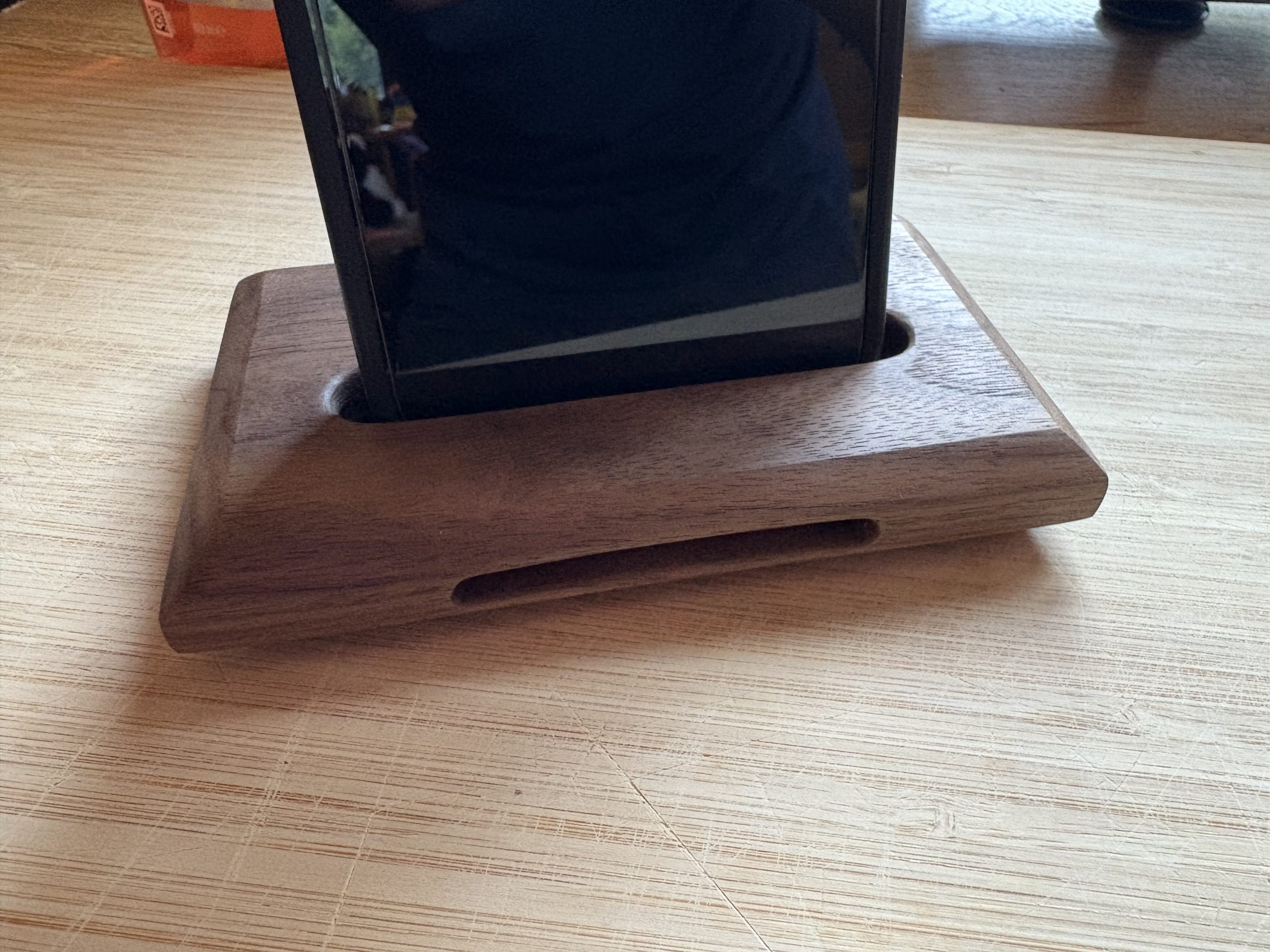 Artisan Walnut Phone Stand with Natural Sound Amplifier