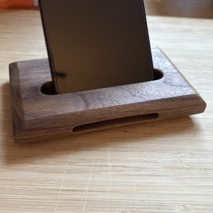 Artisan Walnut Phone Stand with Natural Sound Amplifier