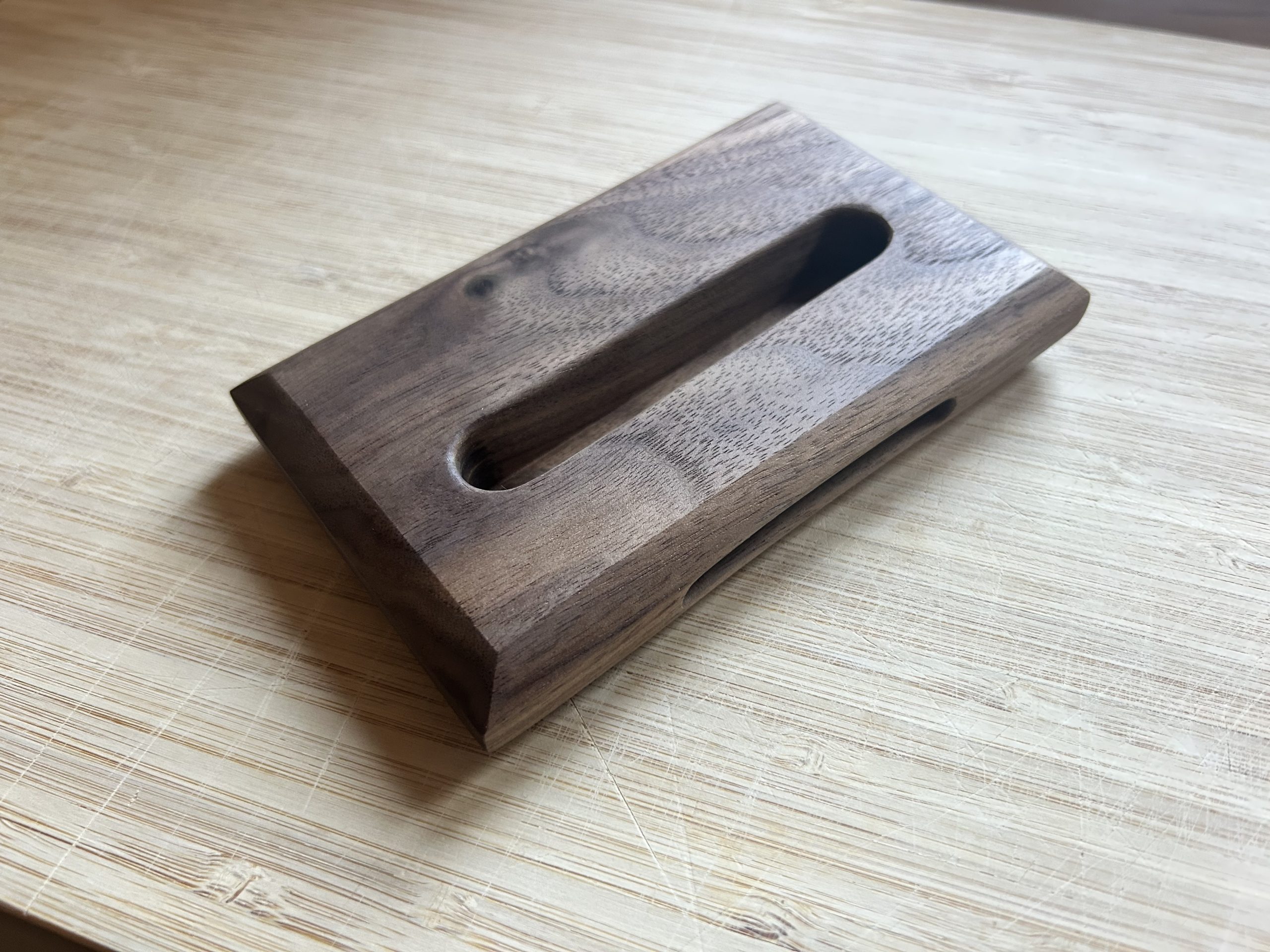 Artisan Walnut Phone Stand with Natural Sound Amplifier