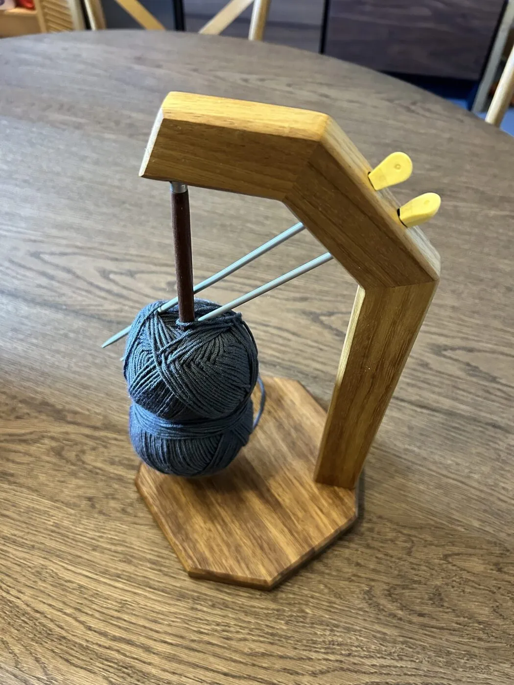 Teak Wool Holder for Knitting and Crocheting