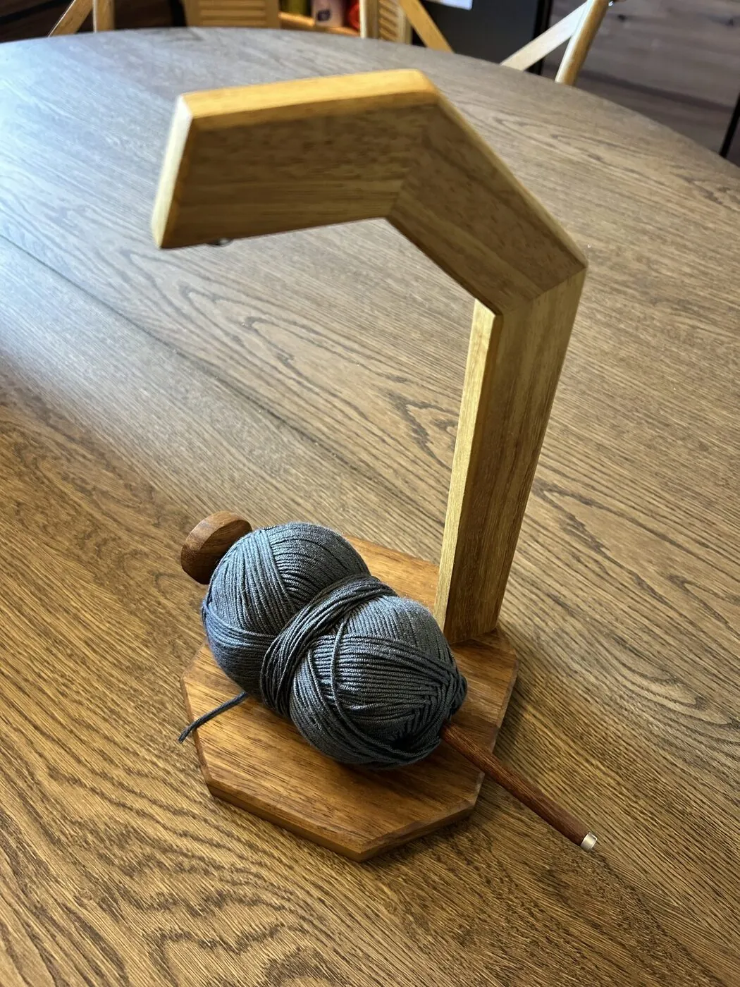 Teak Wool Holder for Knitting and Crocheting