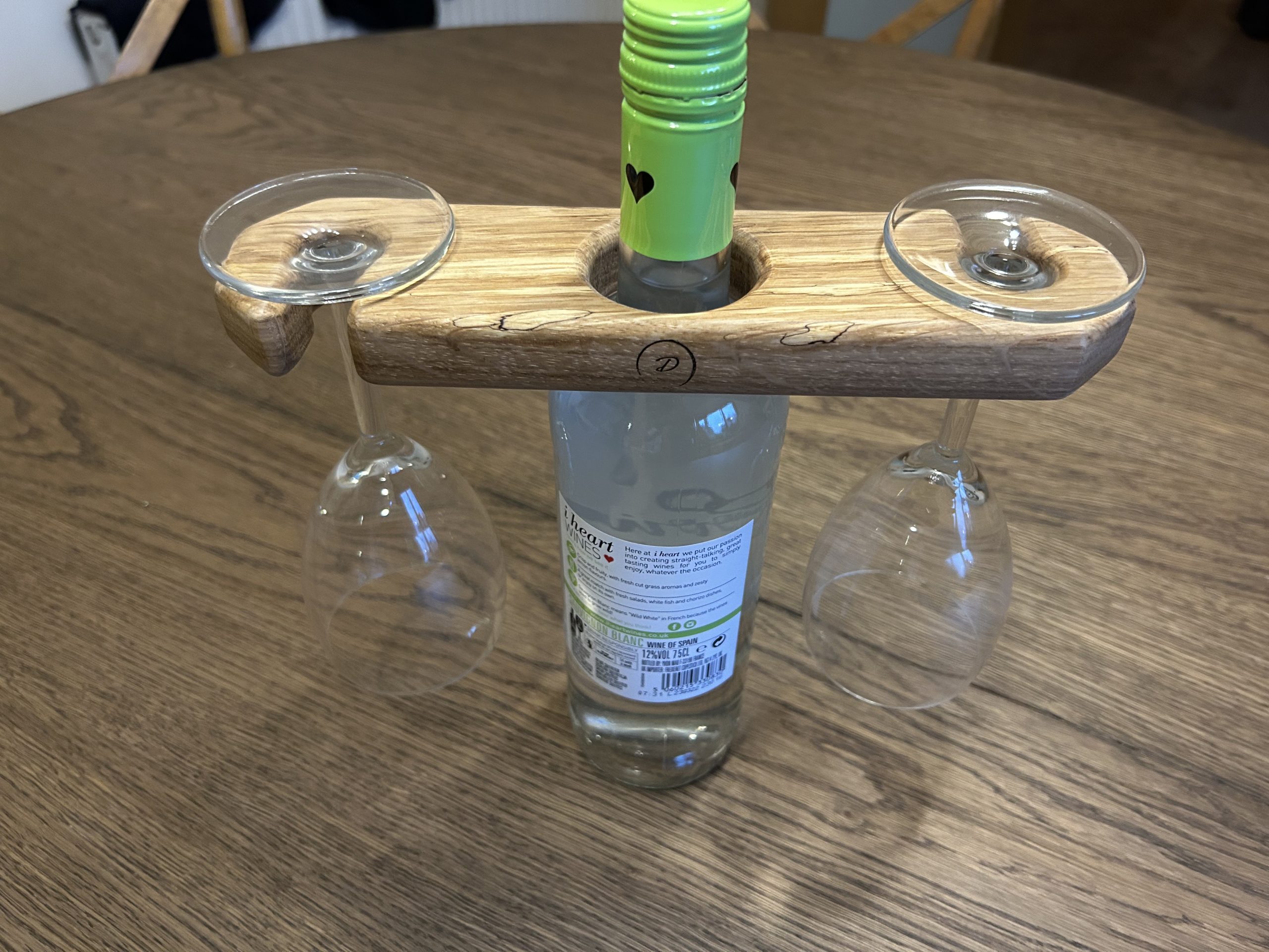Oak Wine Bottle & Glass Caddy
