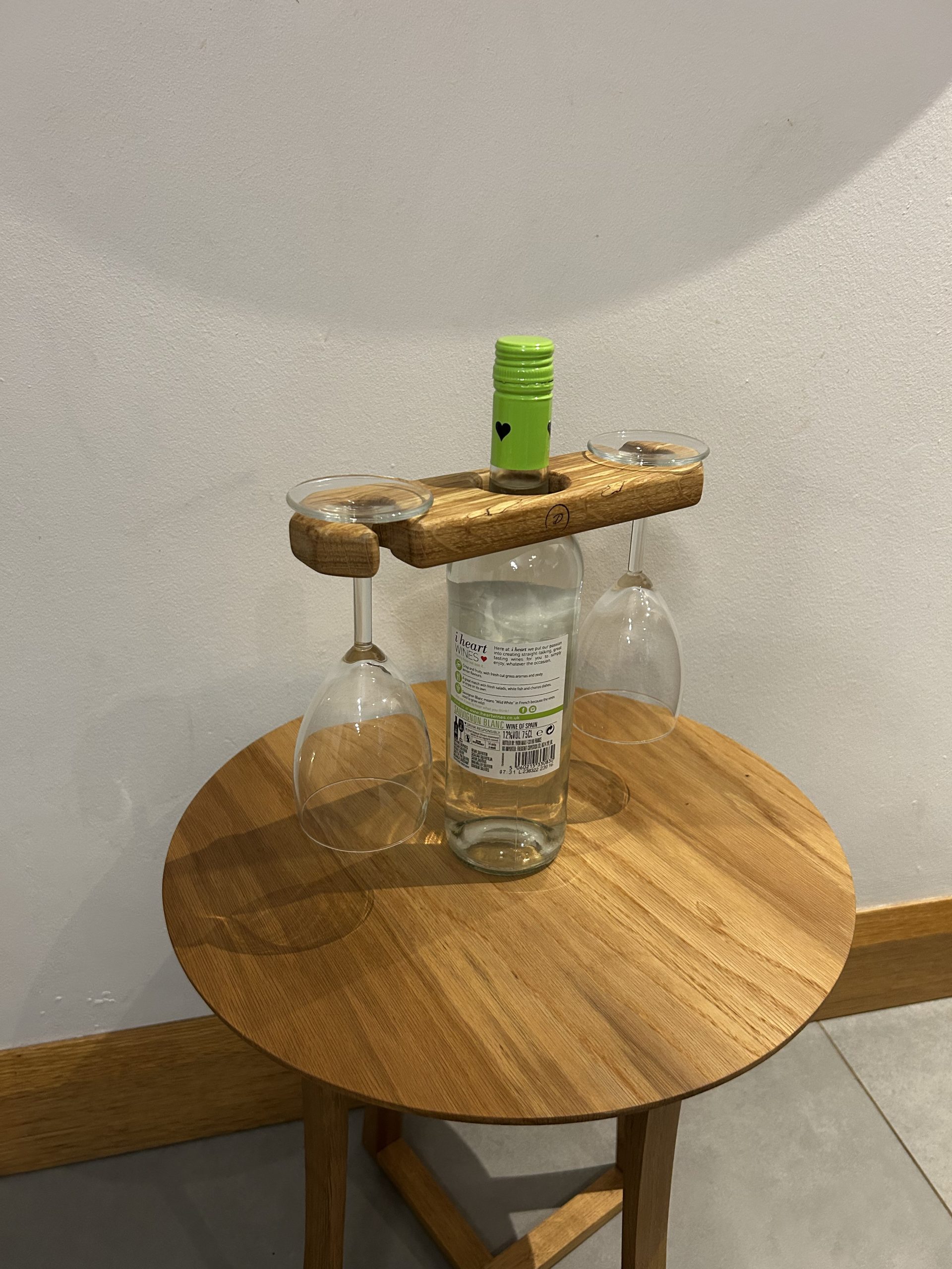 Oak Wine Bottle & Glass Caddy