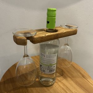 Oak Wine Bottle & Glass Caddy