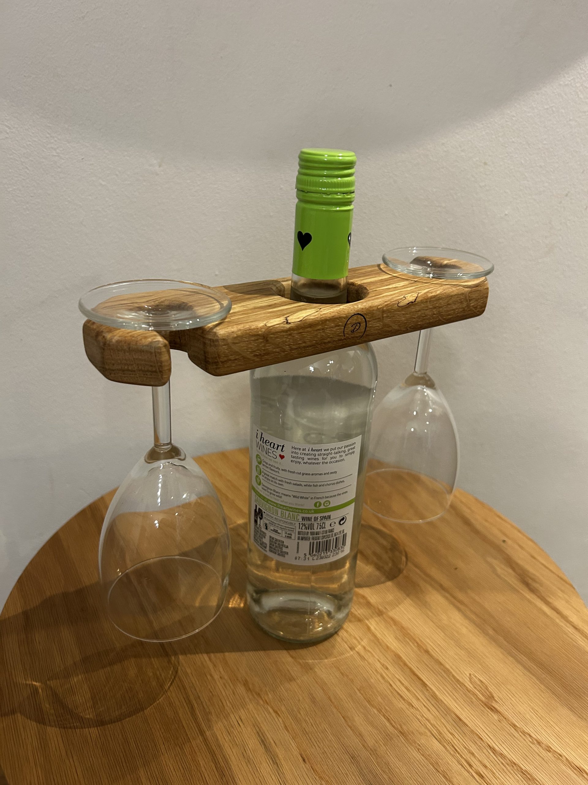 Oak Wine Bottle & Glass Caddy