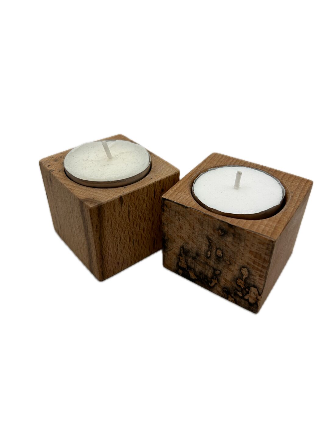 Spalted Beech Tea Light Candle Holders, set of 2