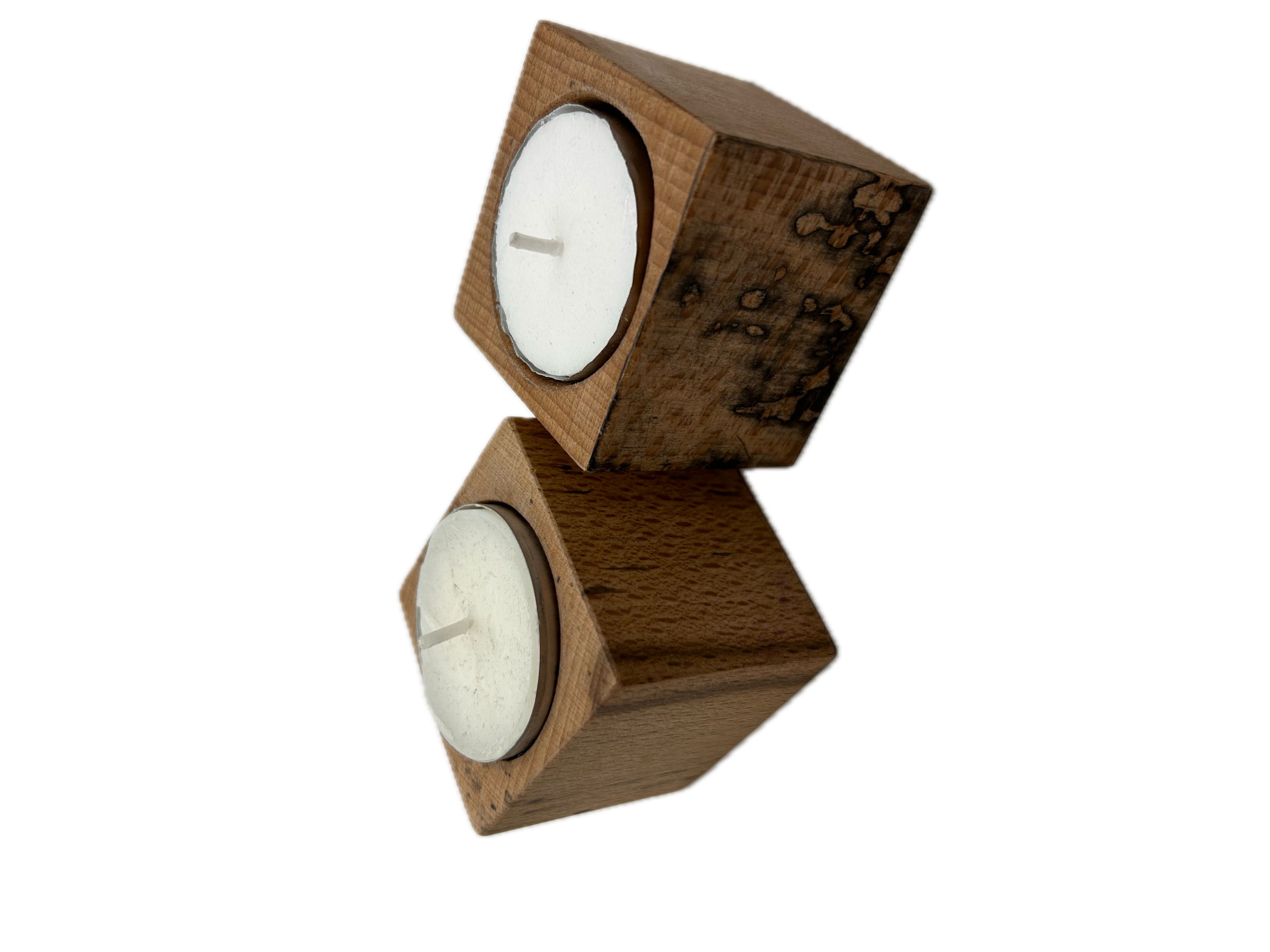 Spalted Beech Tea Light Candle Holders, set of 2