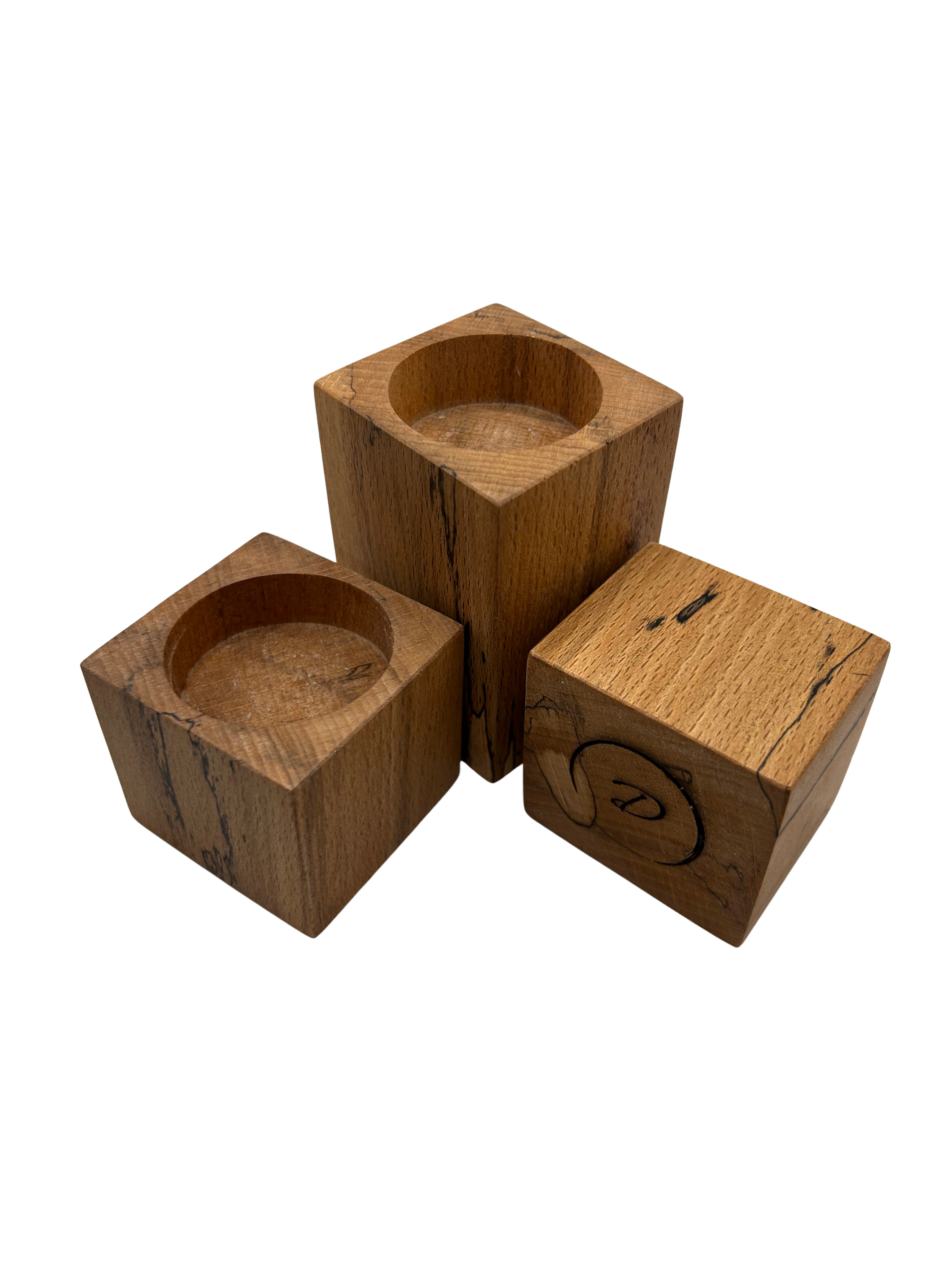 Spalted Beech Tea Light Candle Holders, set of 3