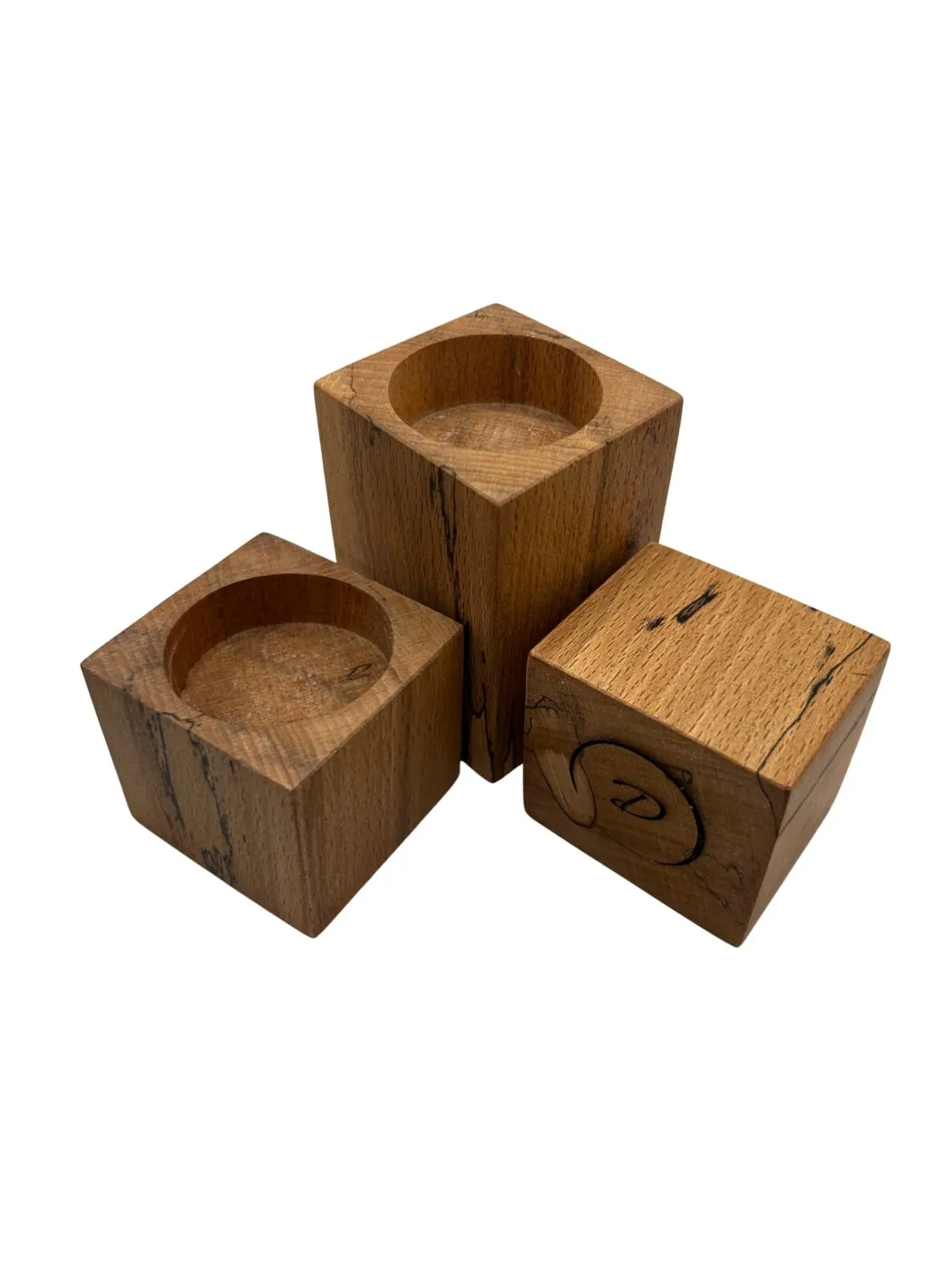 Spalted Beech Tea Light Candle Holders, set of 3