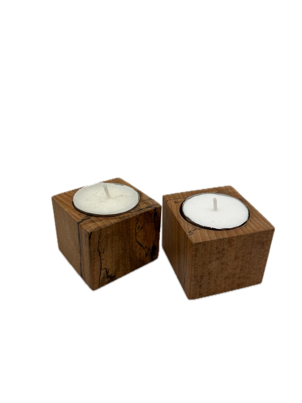 Spalted Beech Tea Light Candle Holders, set of 2
