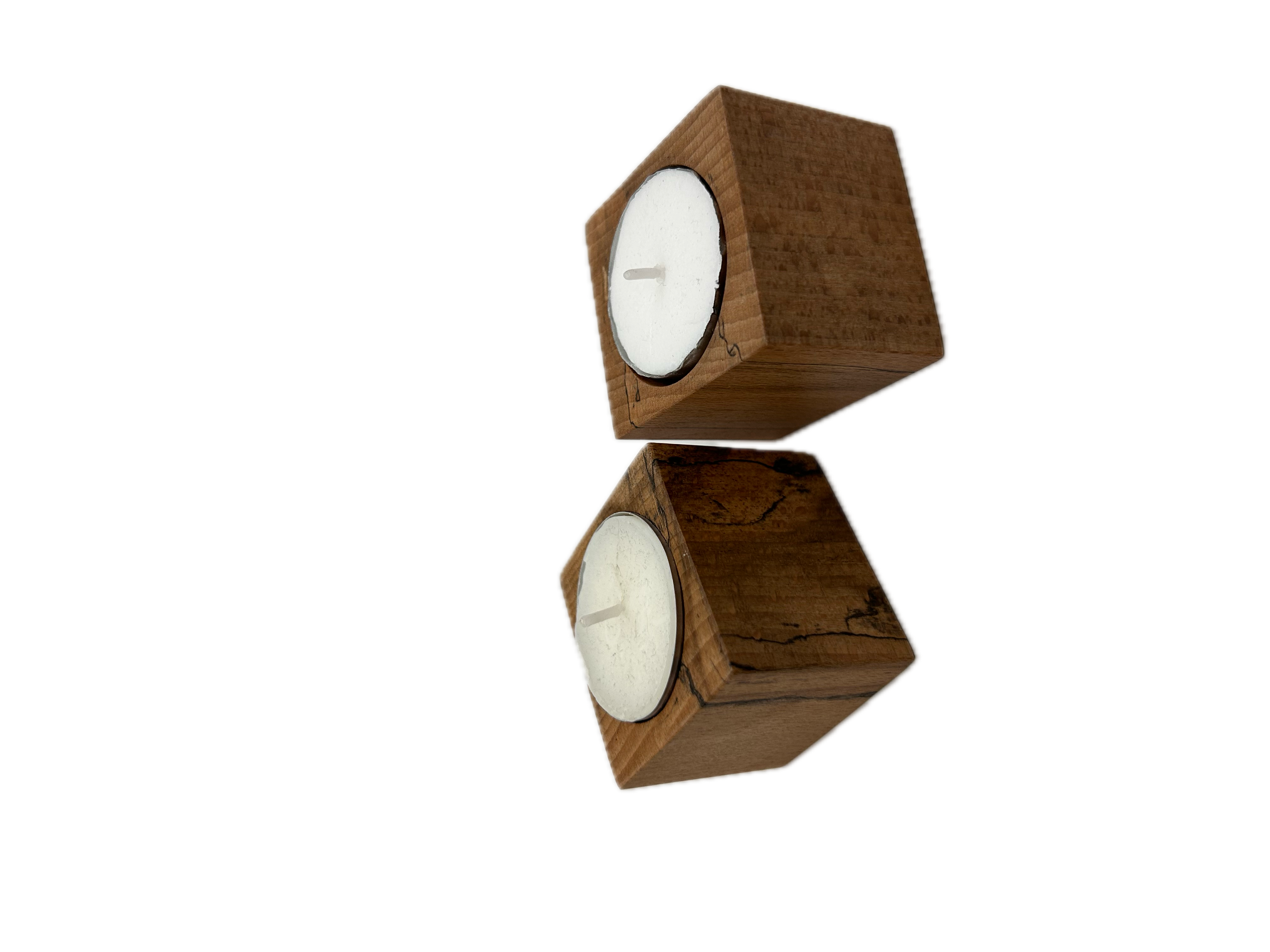 Spalted Beech Tea Light Candle Holders, set of 2