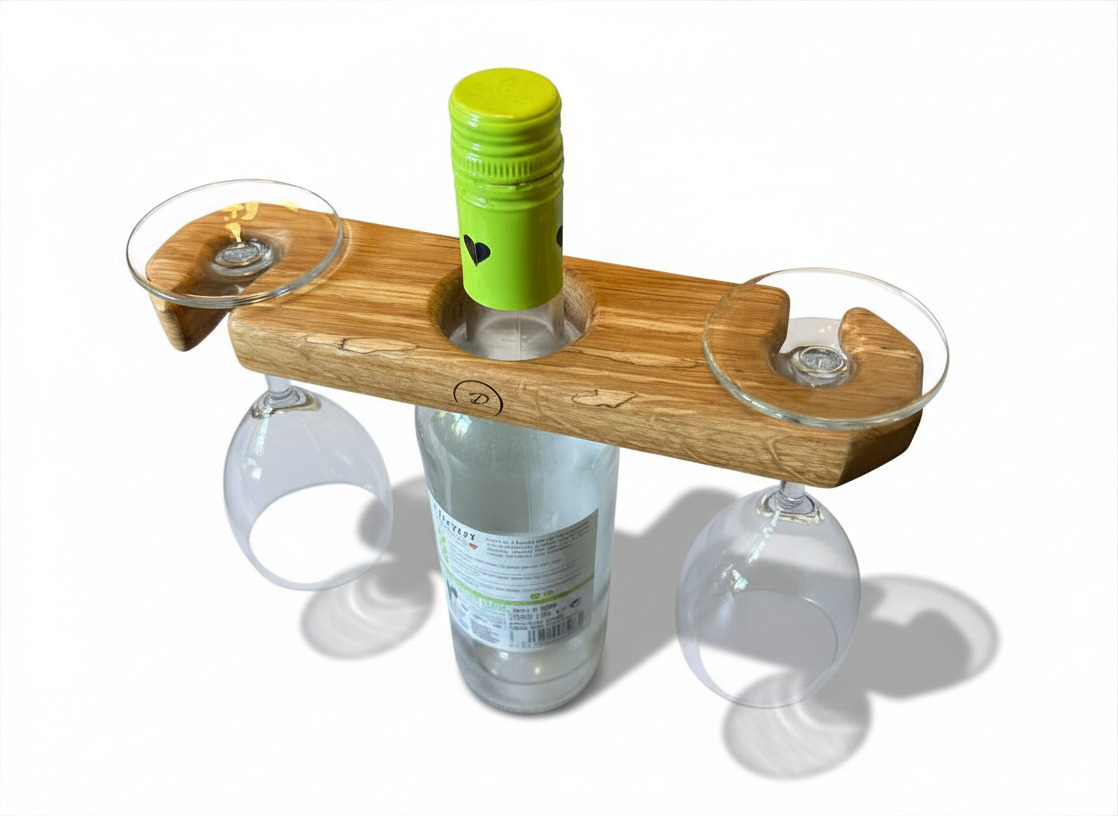 Spalted Oak Wine Bottle & Glass Caddy