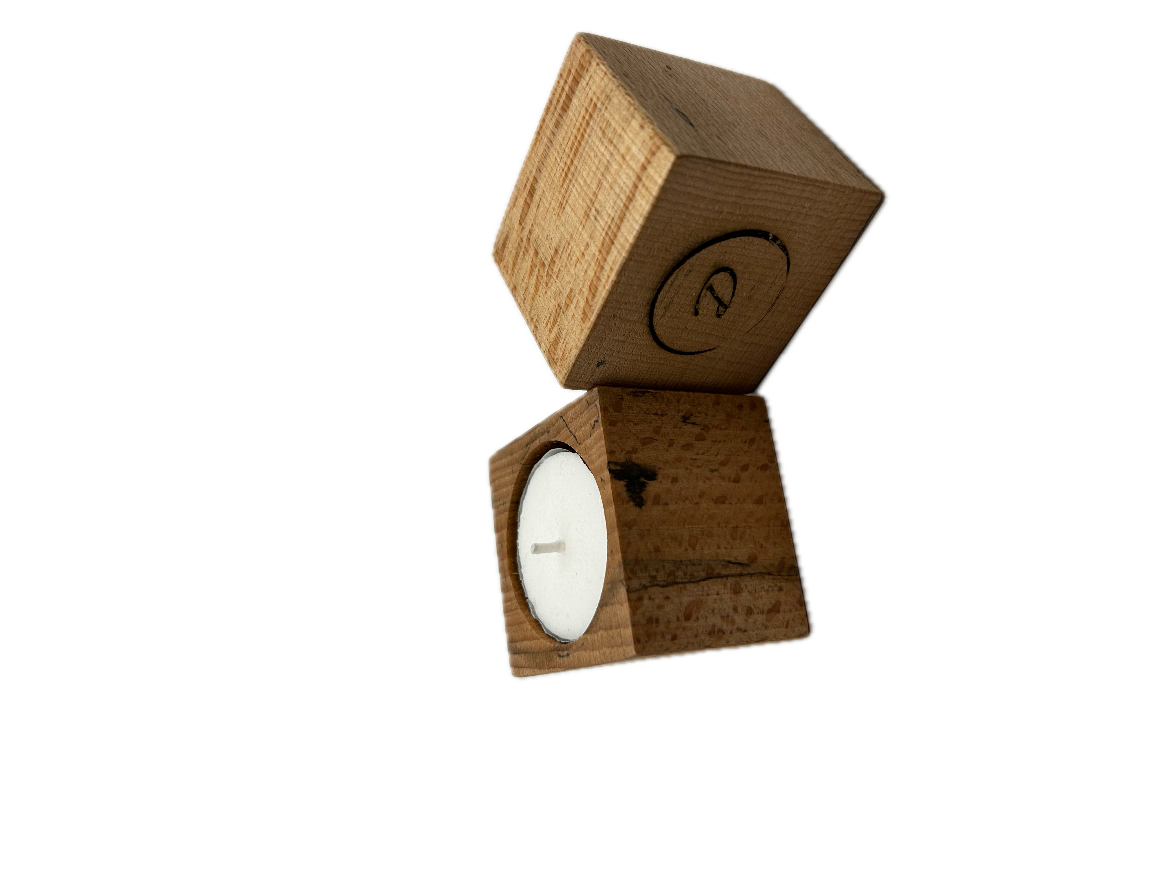 Spalted Beech Tea Light Candle Holders, set of 2