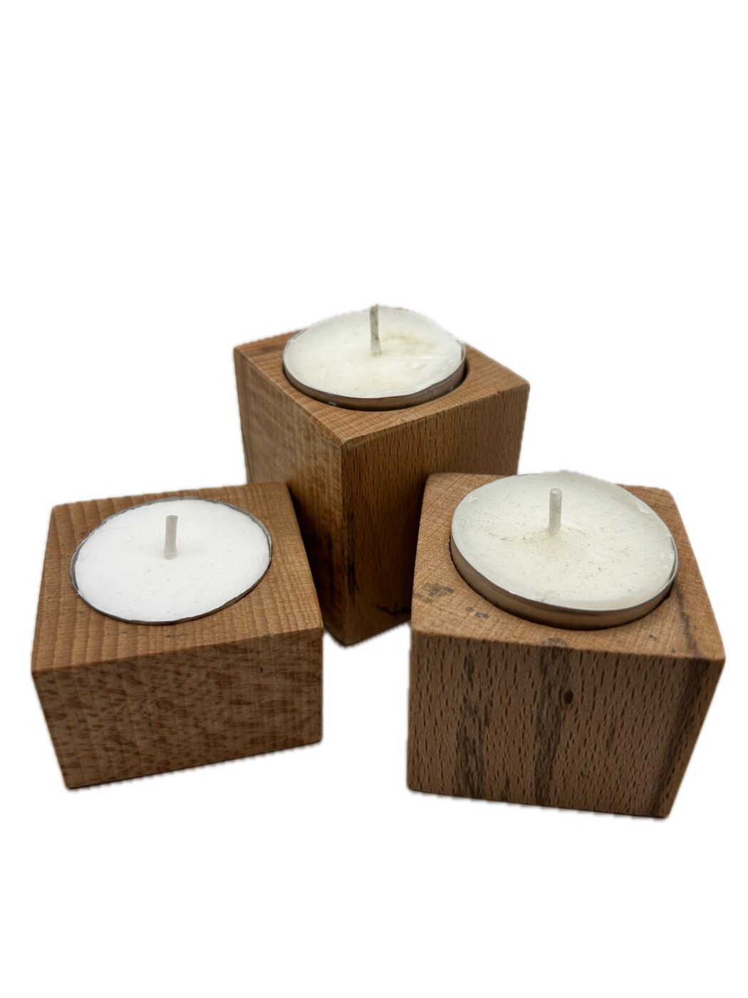 Spalted Beech Tea Light Candle Holders, set of 3