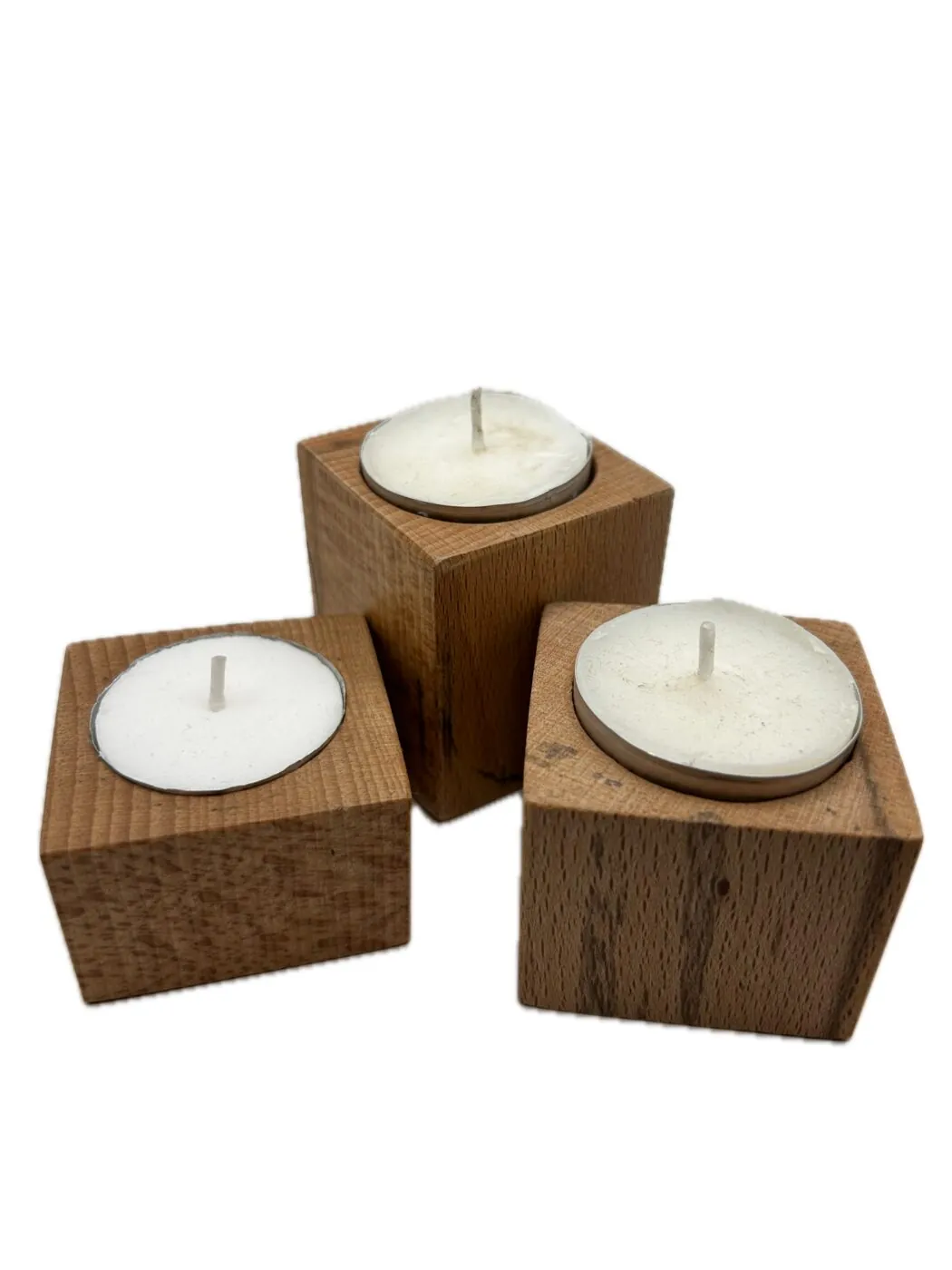 Spalted Beech Tea Light Candle Holders, set of 3