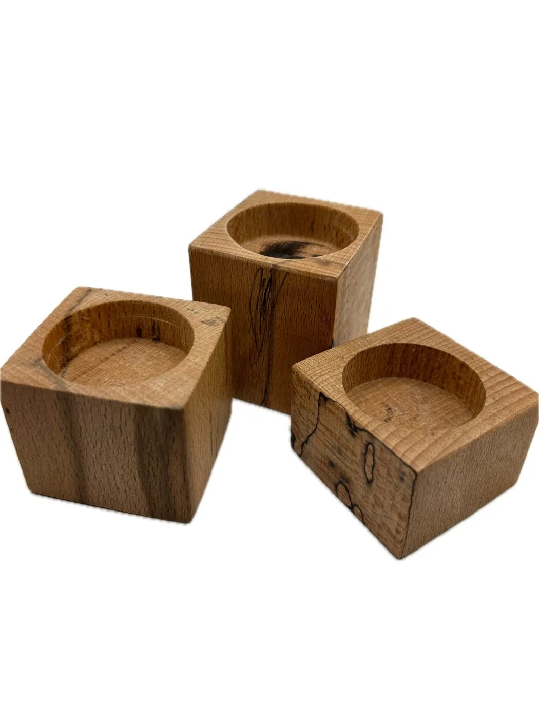 Spalted Beech Tea Light Candle Holders, set of 3