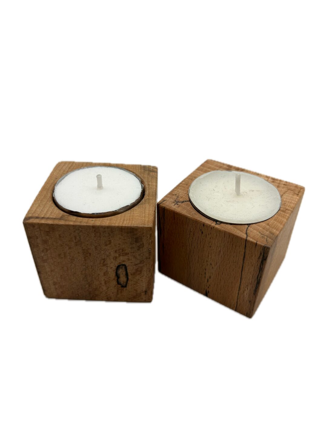 Spalted Beech Tea Light Candle Holders, set of 2