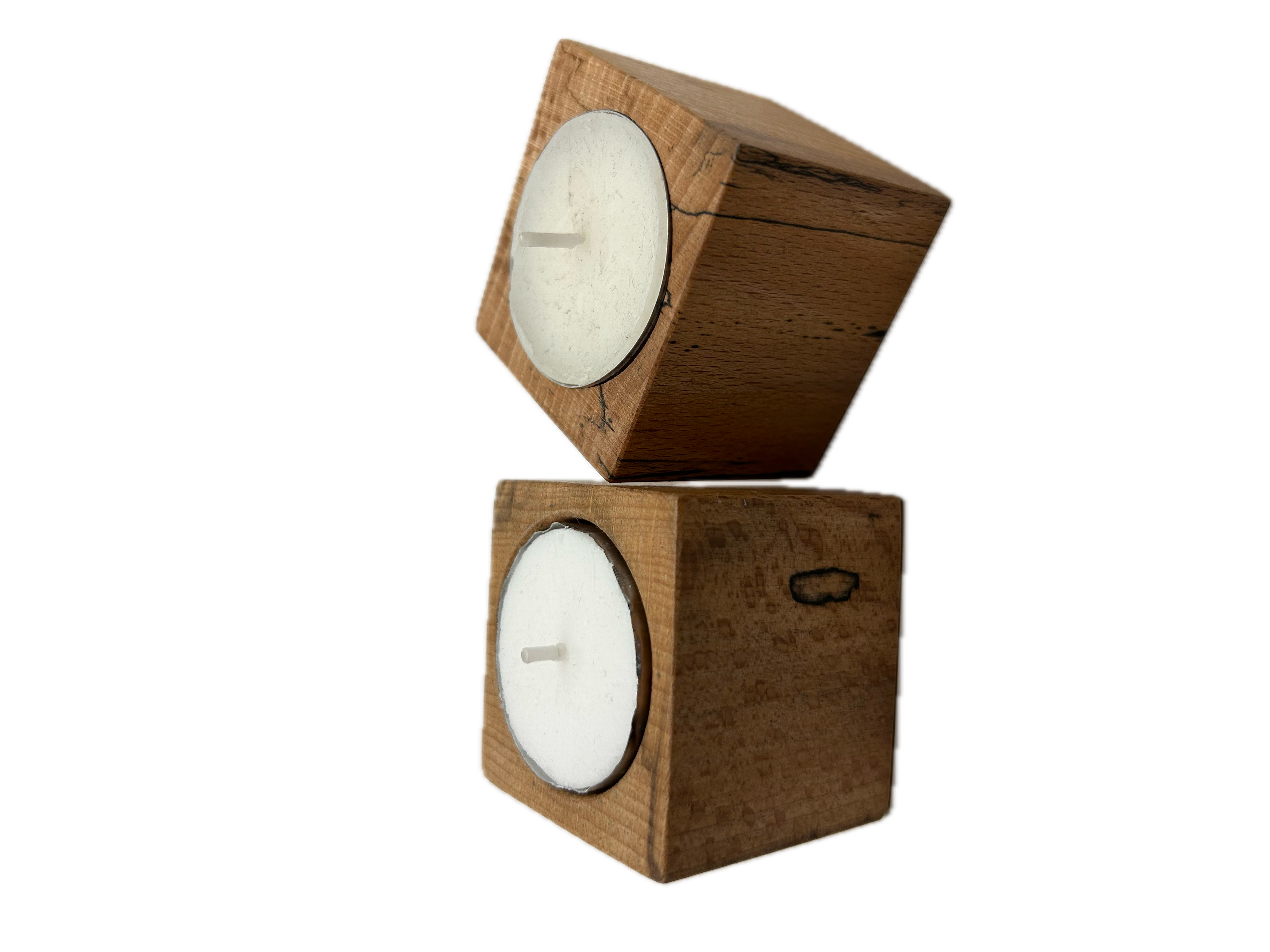 Spalted Beech Tea Light Candle Holders, set of 2