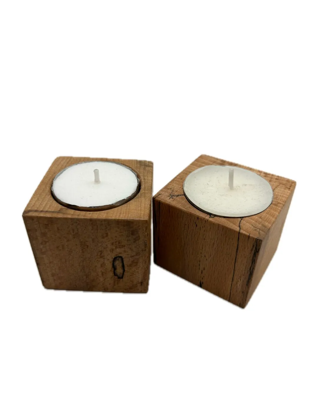 Spalted Beech Tea Light Candle Holders, set of 2