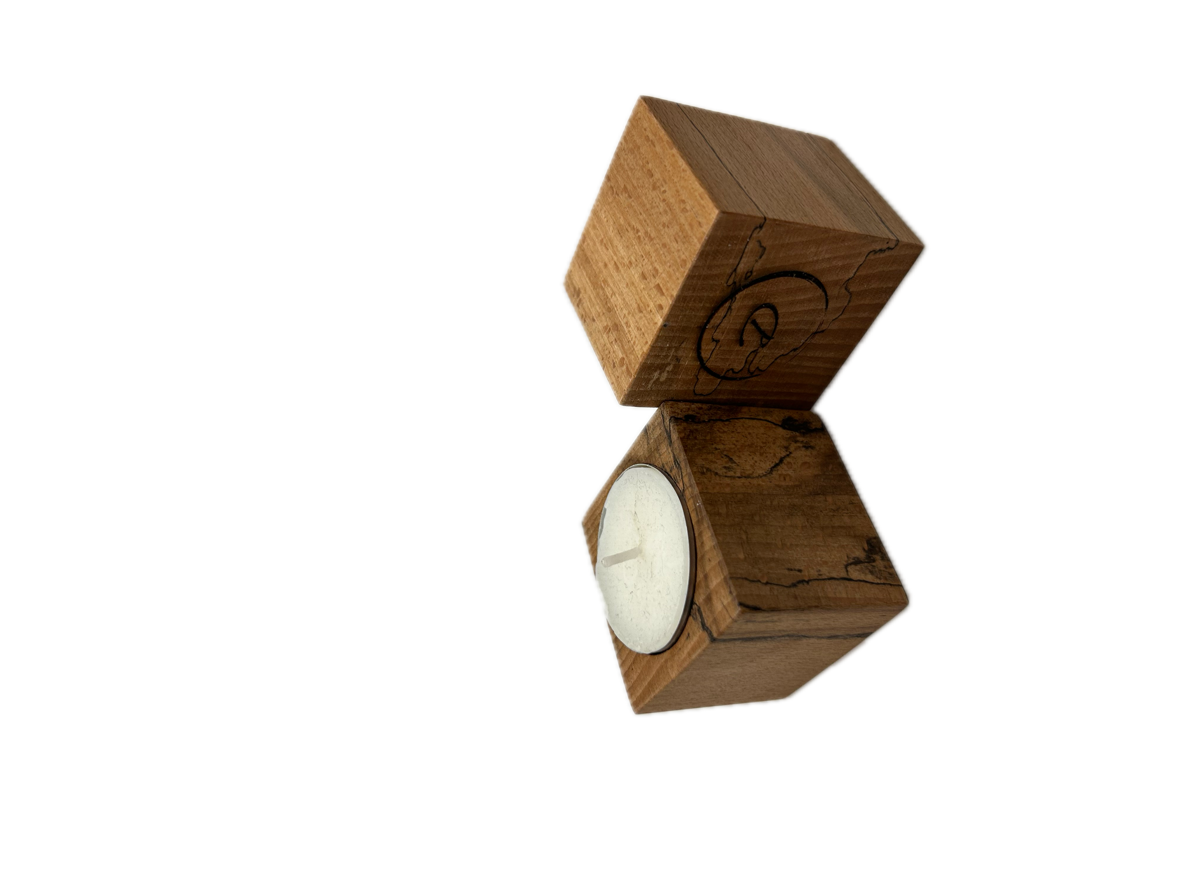 Spalted Beech Tea Light Candle Holders, set of 2