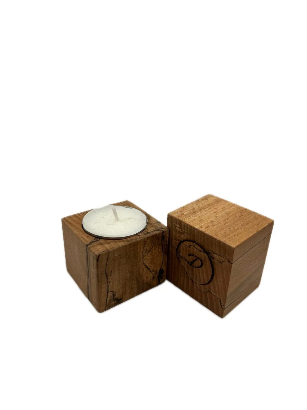 Spalted Beech Tea Light Candle Holders, set of 2