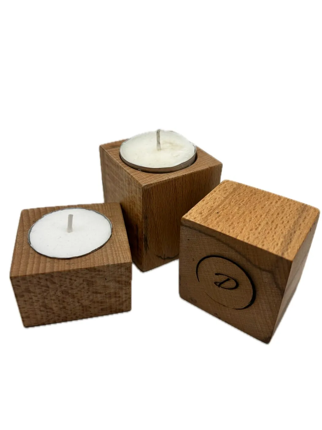 Spalted Beech Tea Light Candle Holders, set of 3
