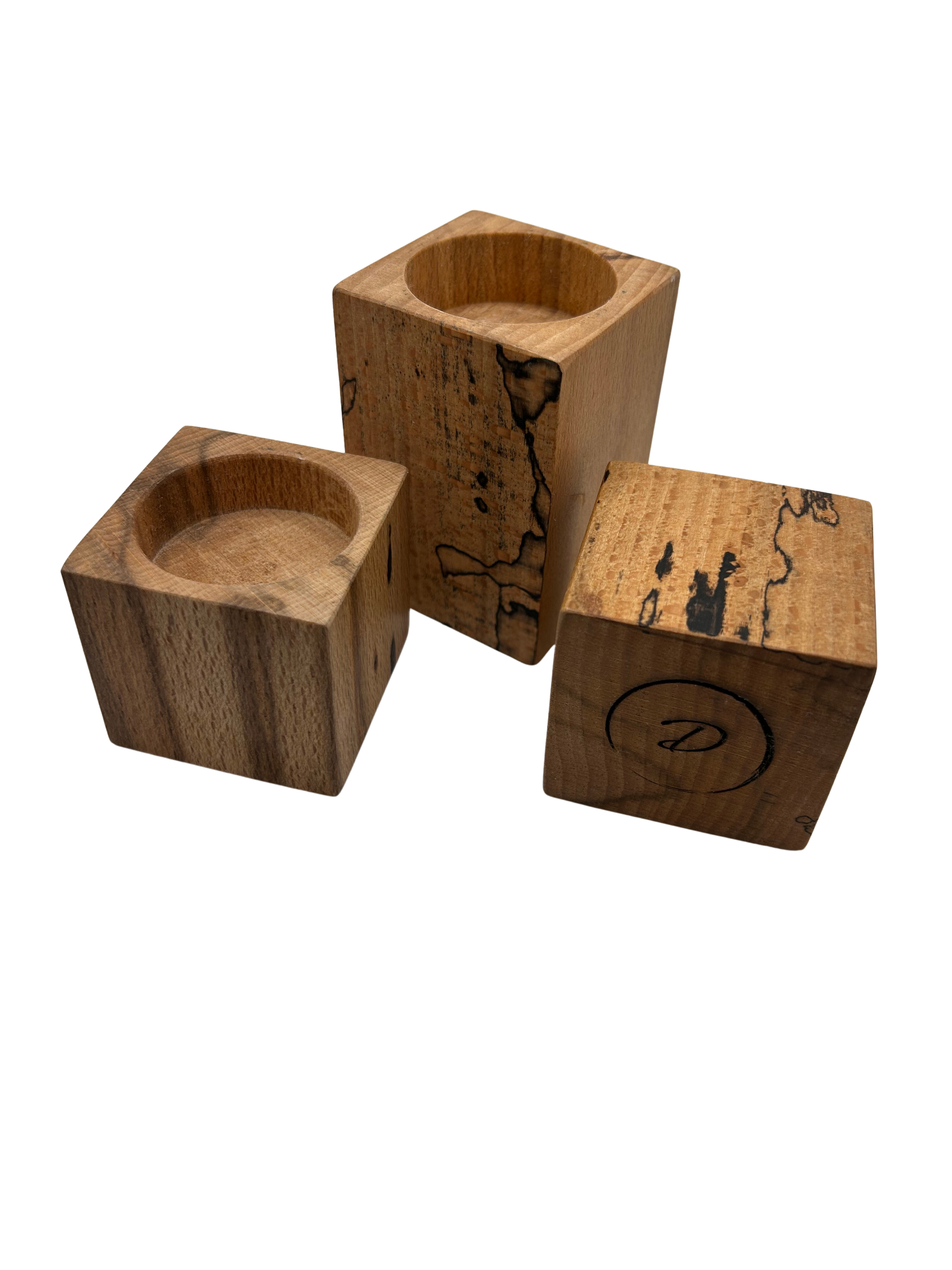 Spalted Beech Tea Light Candle Holders, set of 3
