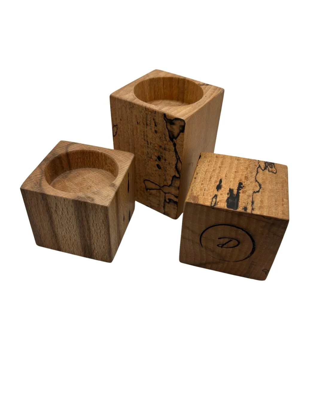 Spalted Beech Tea Light Candle Holders, set of 3