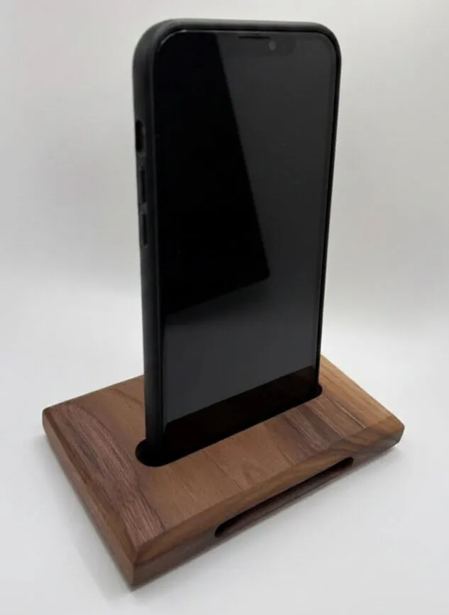 Artisan Walnut Phone Stand with Natural Sound Amplifier