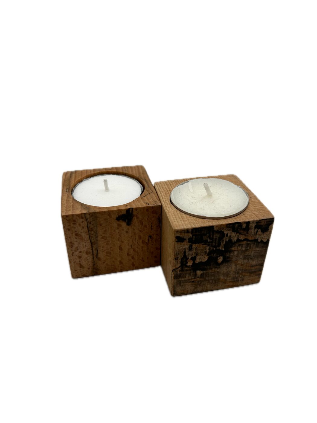 Spalted Beech Tea Light Candle Holders, set of 2