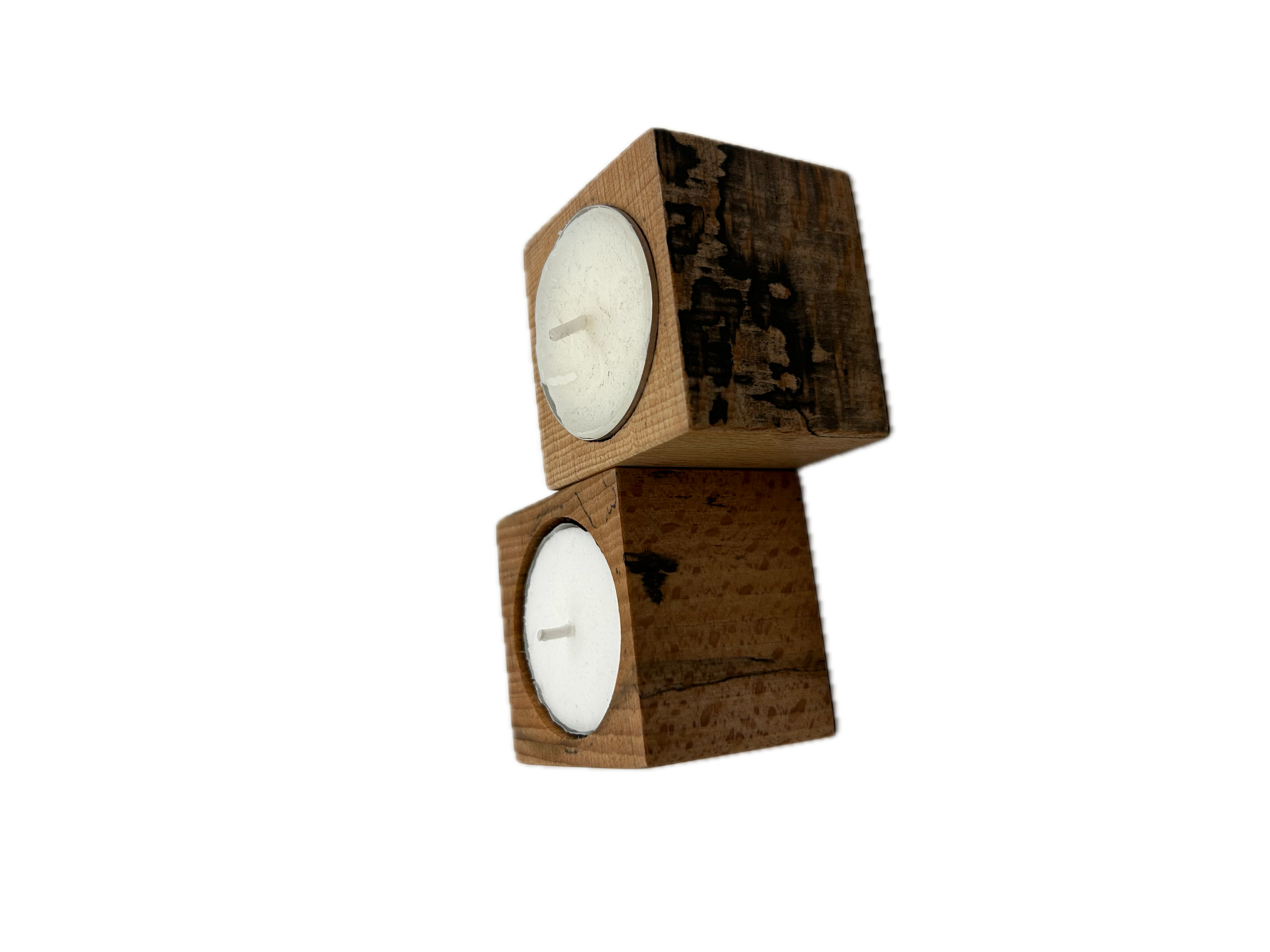 Spalted Beech Tea Light Candle Holders, set of 2