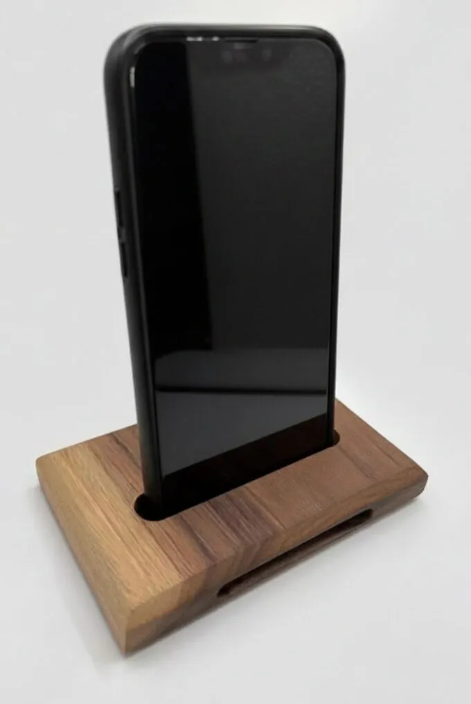 Artisan Walnut Phone Stand with Natural Sound Amplifier