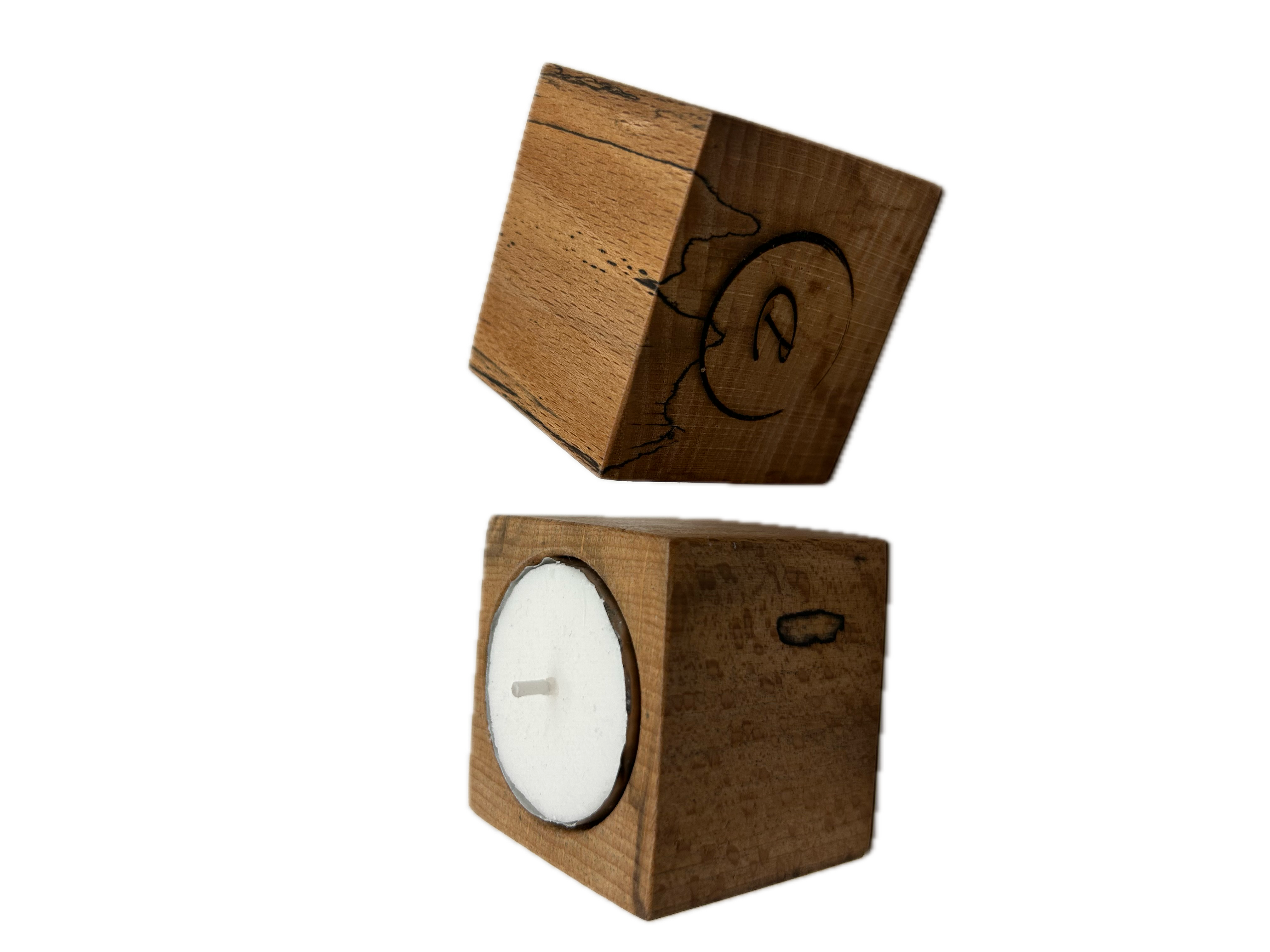 Spalted Beech Tea Light Candle Holders, set of 2