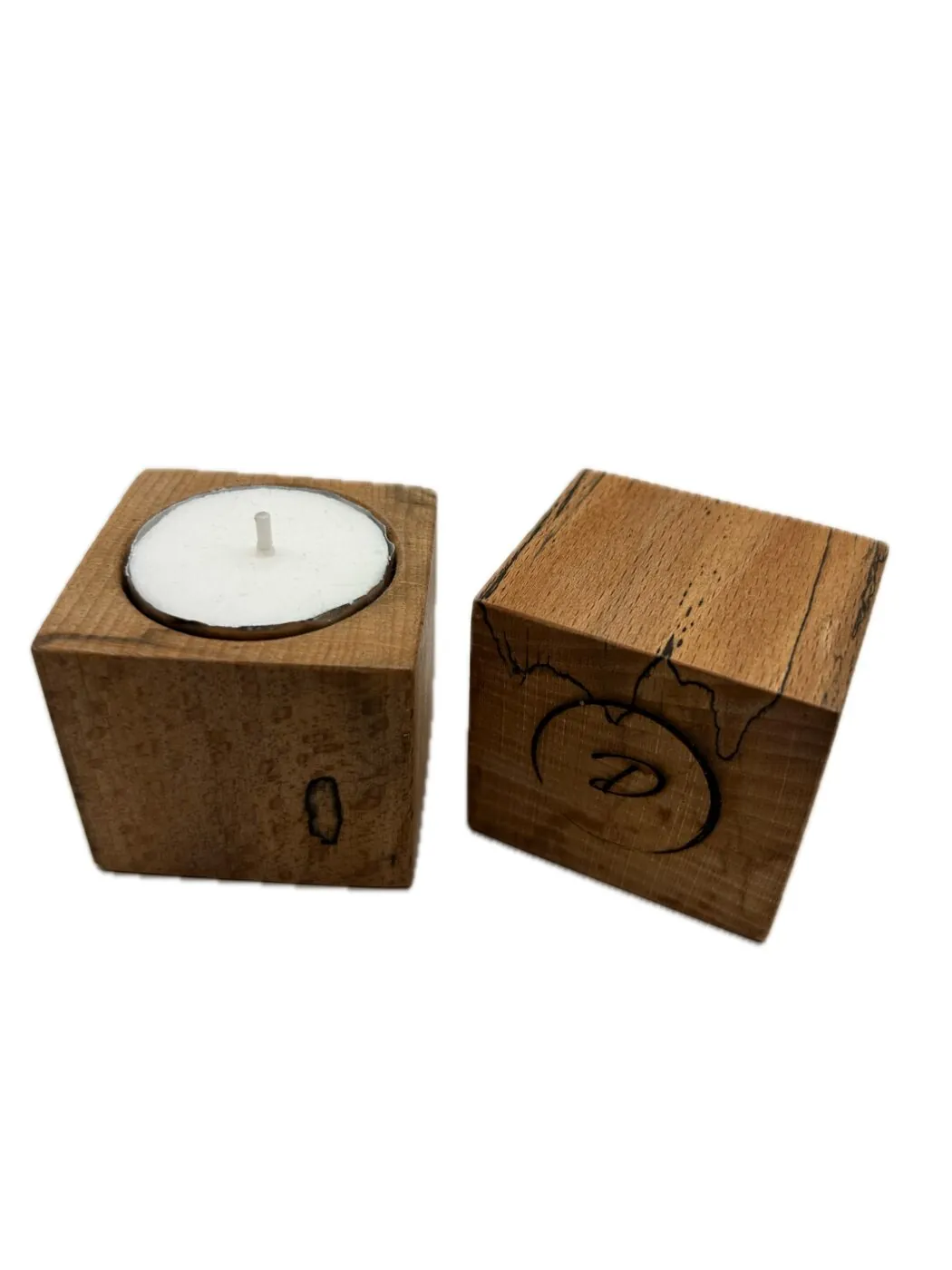 Spalted Beech Tea Light Candle Holders, set of 2