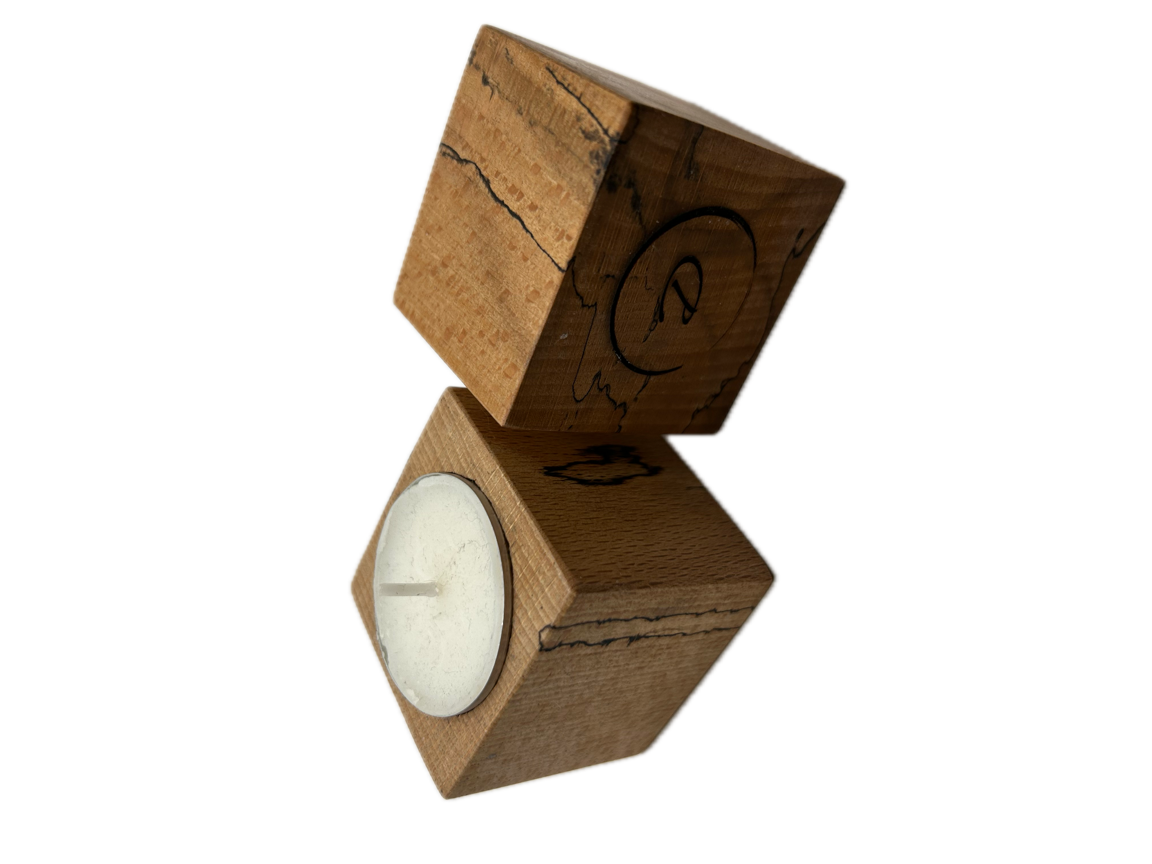 Spalted Beech Tea Light Candle Holders, set of 2