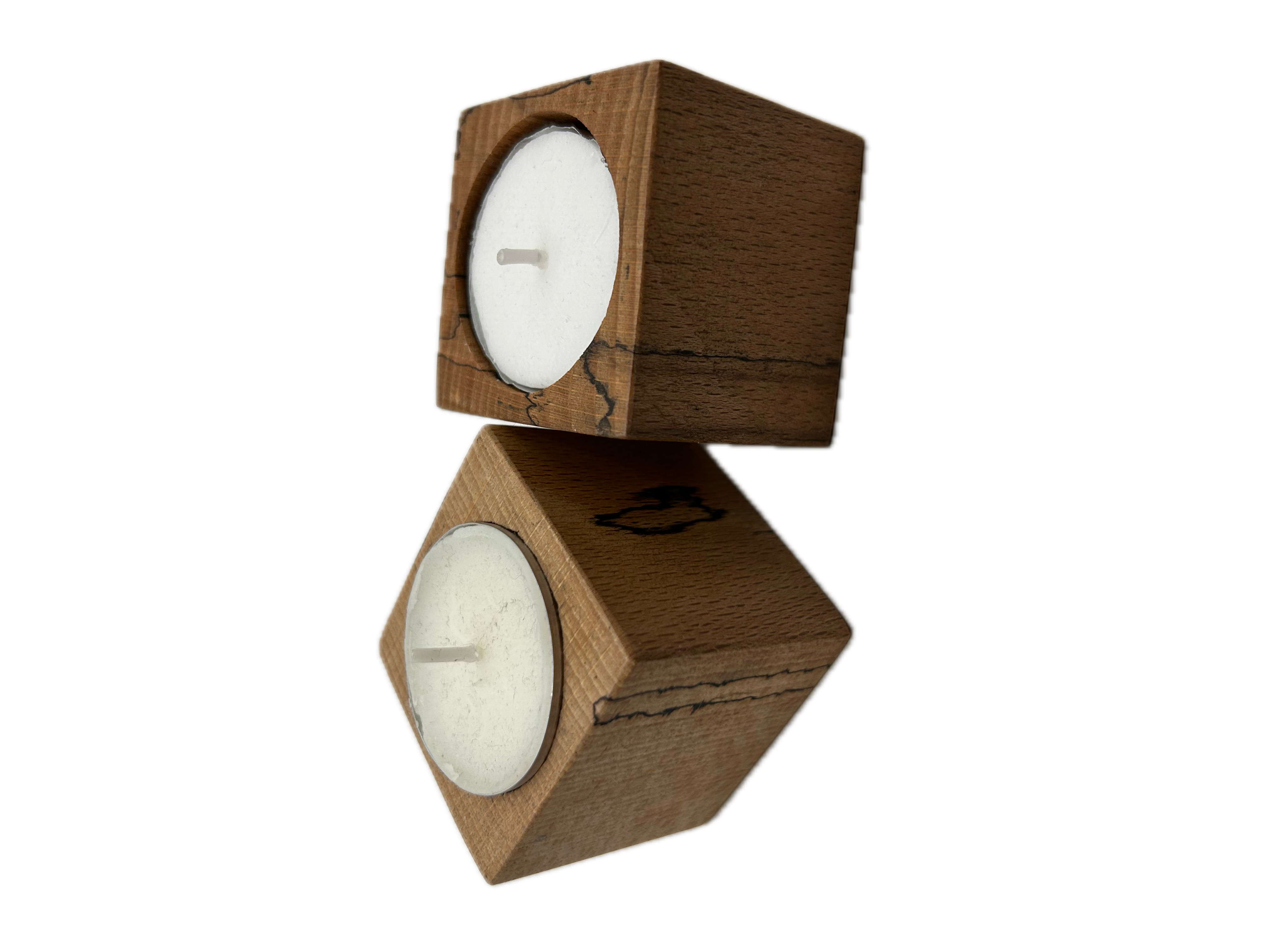 Spalted Beech Tea Light Candle Holders, set of 2