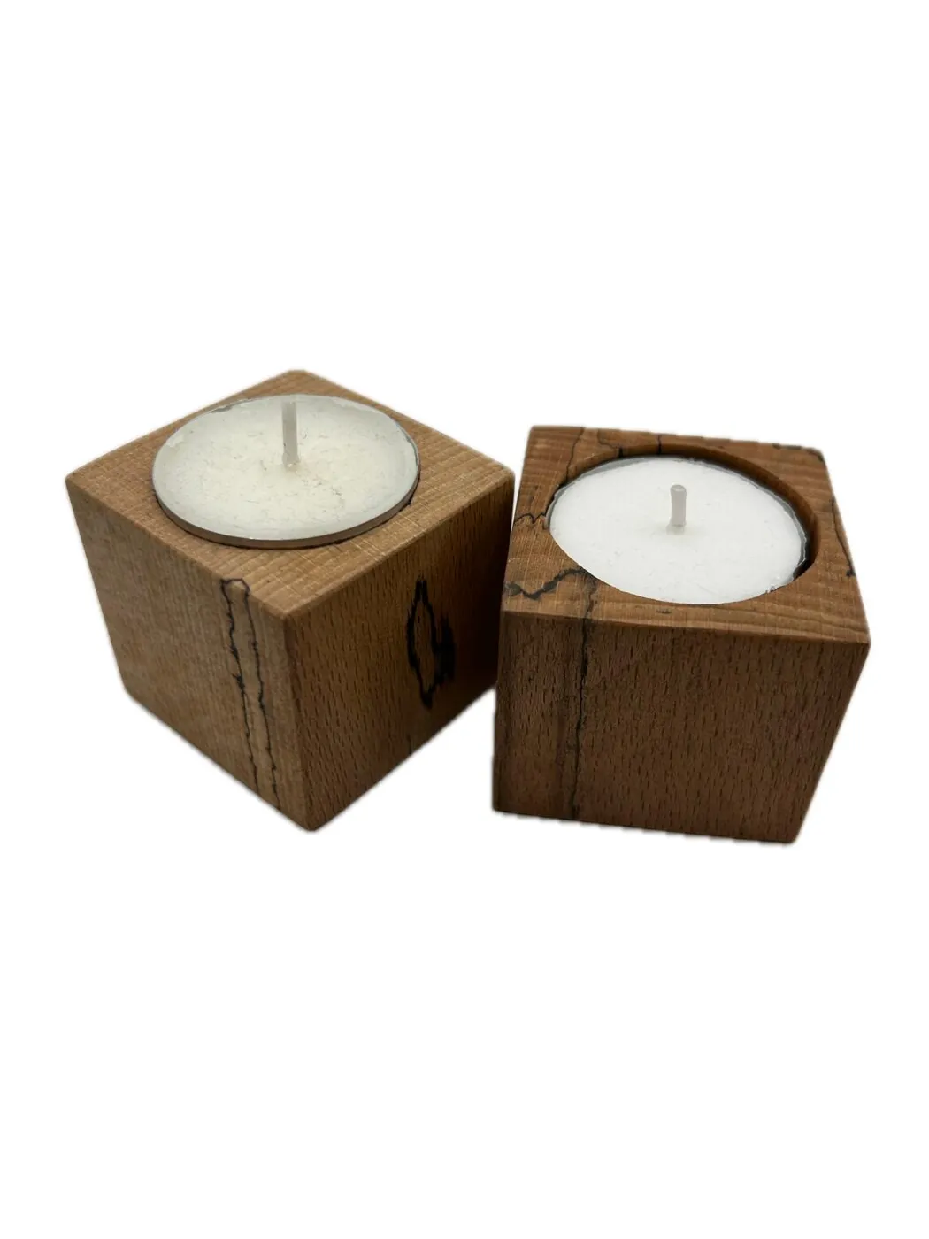 Spalted Beech Tea Light Candle Holders, set of 2